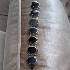 Vintage. Black Onyx Marcacite  Brcelet Approx 7 Inches